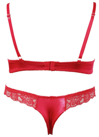 Soutien-gorge demi seins avec armatures et son string ouvert - R2220199